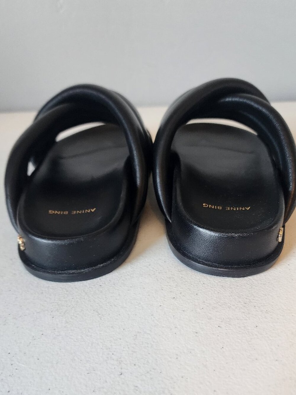 Anine Bing Black Emi Leather Slide Sandals - Picture 6 of 16